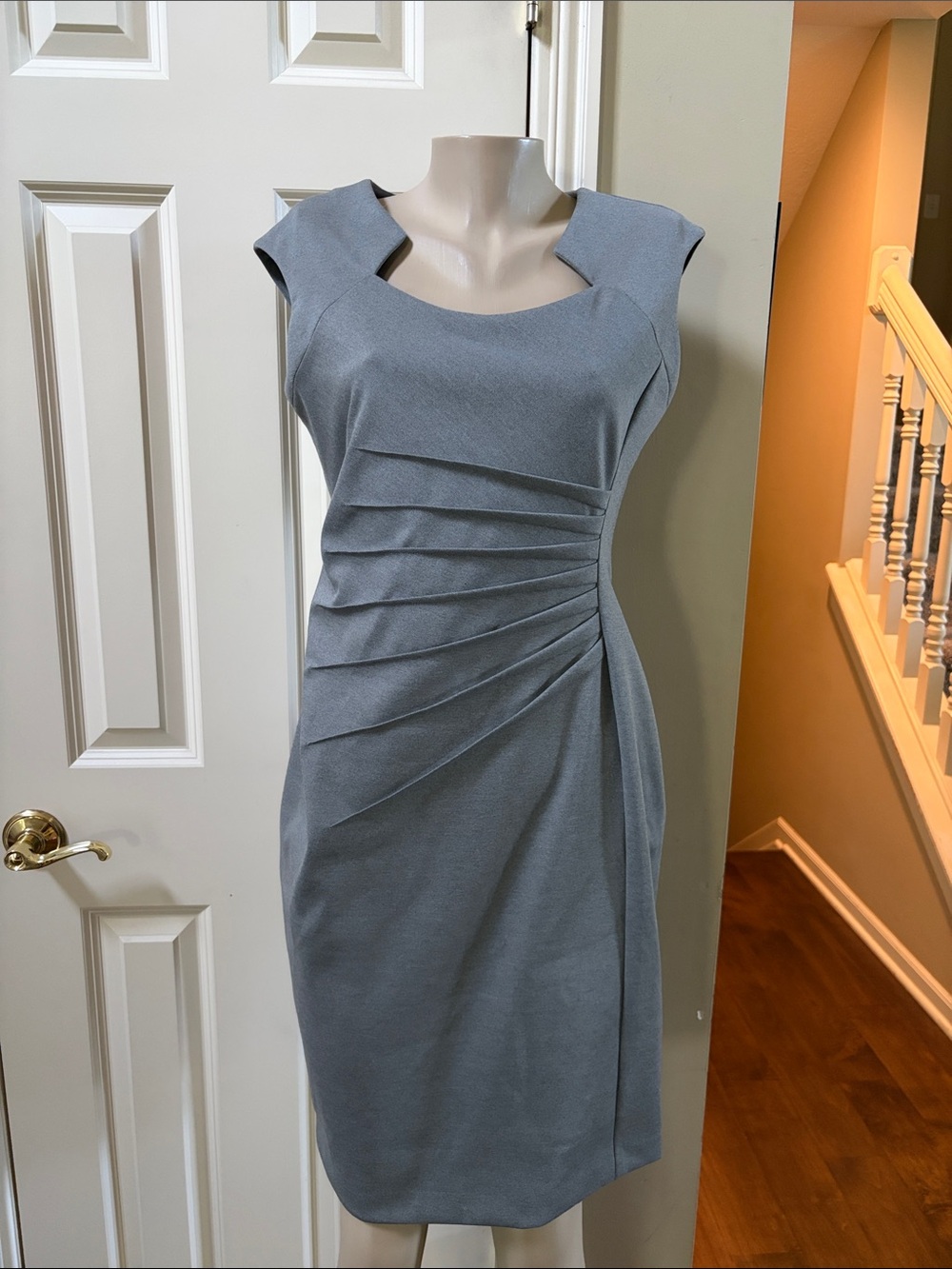 NWT Calvin Klein Light Gray Pleated Sheath Dress, 12